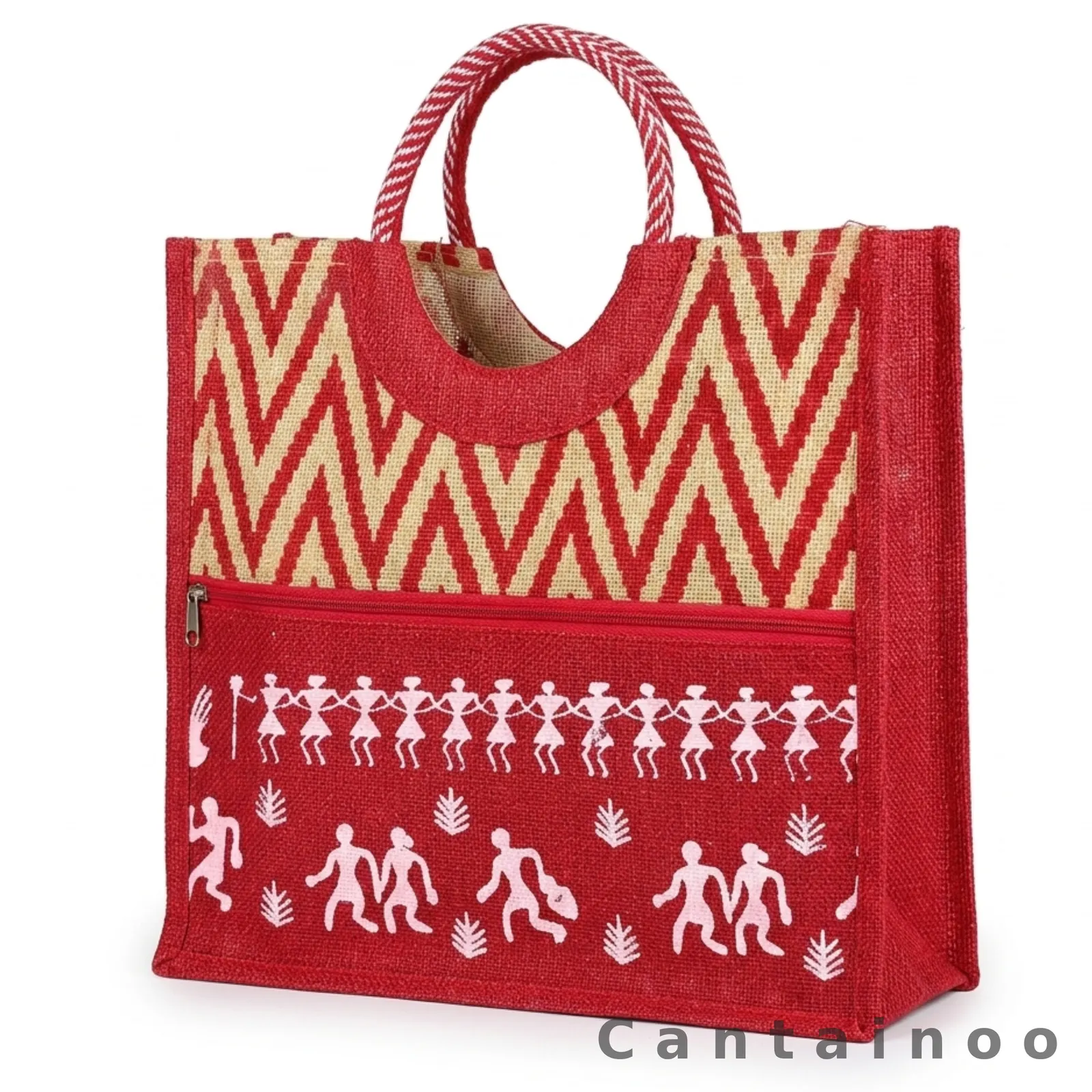 Ancient Heritage Print Jute Bag — Handcrafted Ethnic Tote (Made to Order)