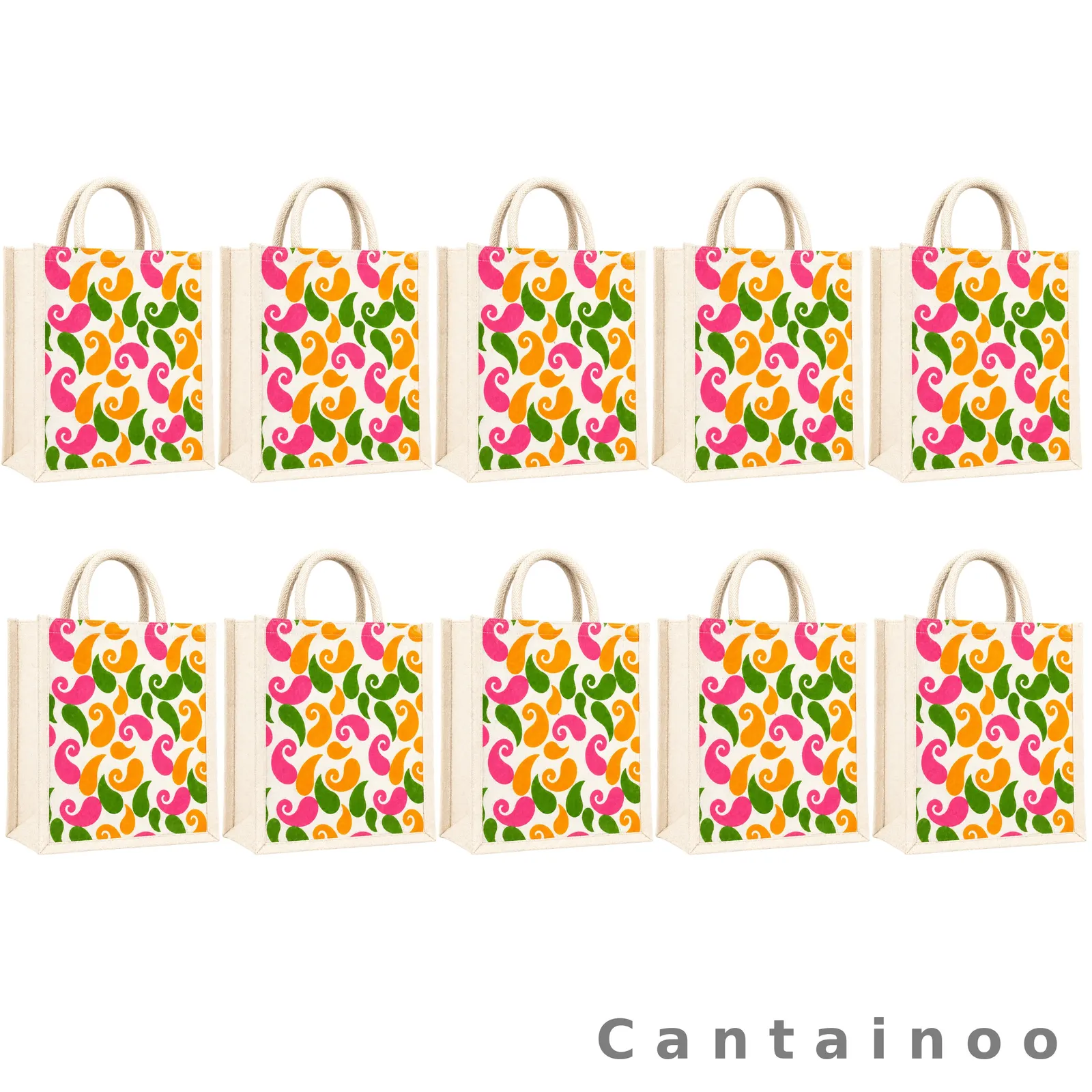 Artisan Paisley Canvas Tote (Yellow) — Reusable Shopping Bag