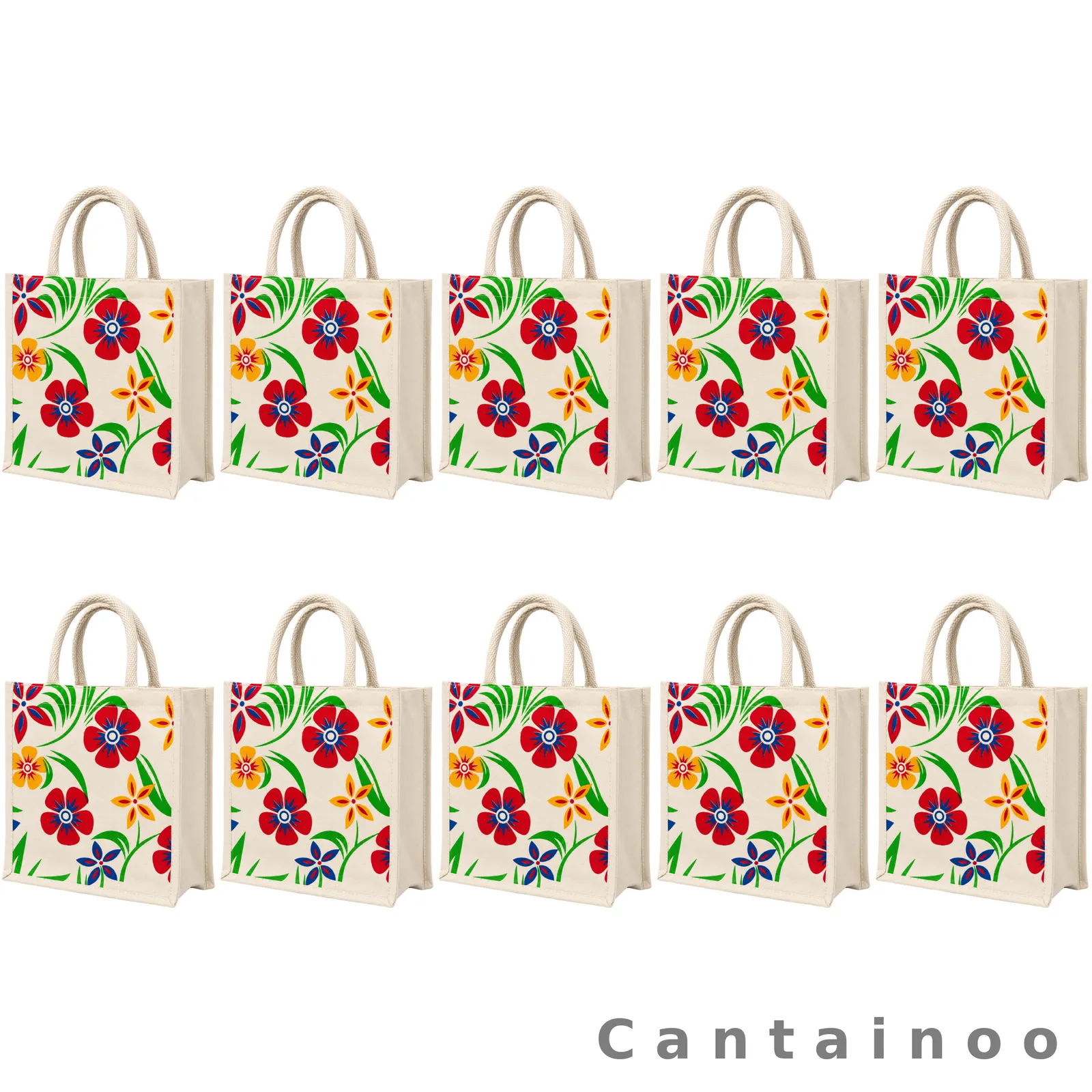 Bright Floral Canvas Tote Bag — Everyday Reusable Shopping Bag