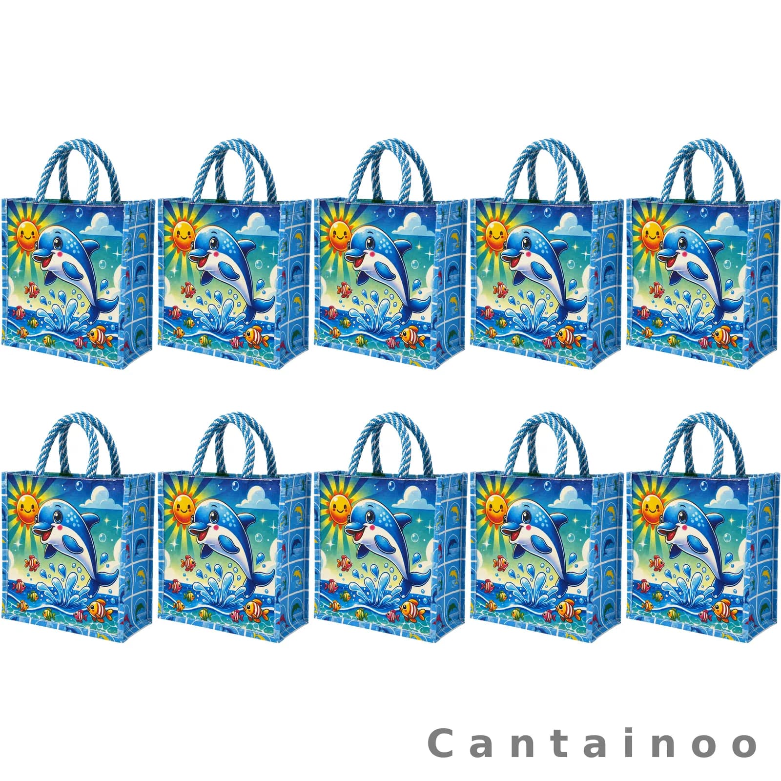 Cute Dolphin Sea Canvas Tote Bag — Kids Reusable Gift & Shopping Bag