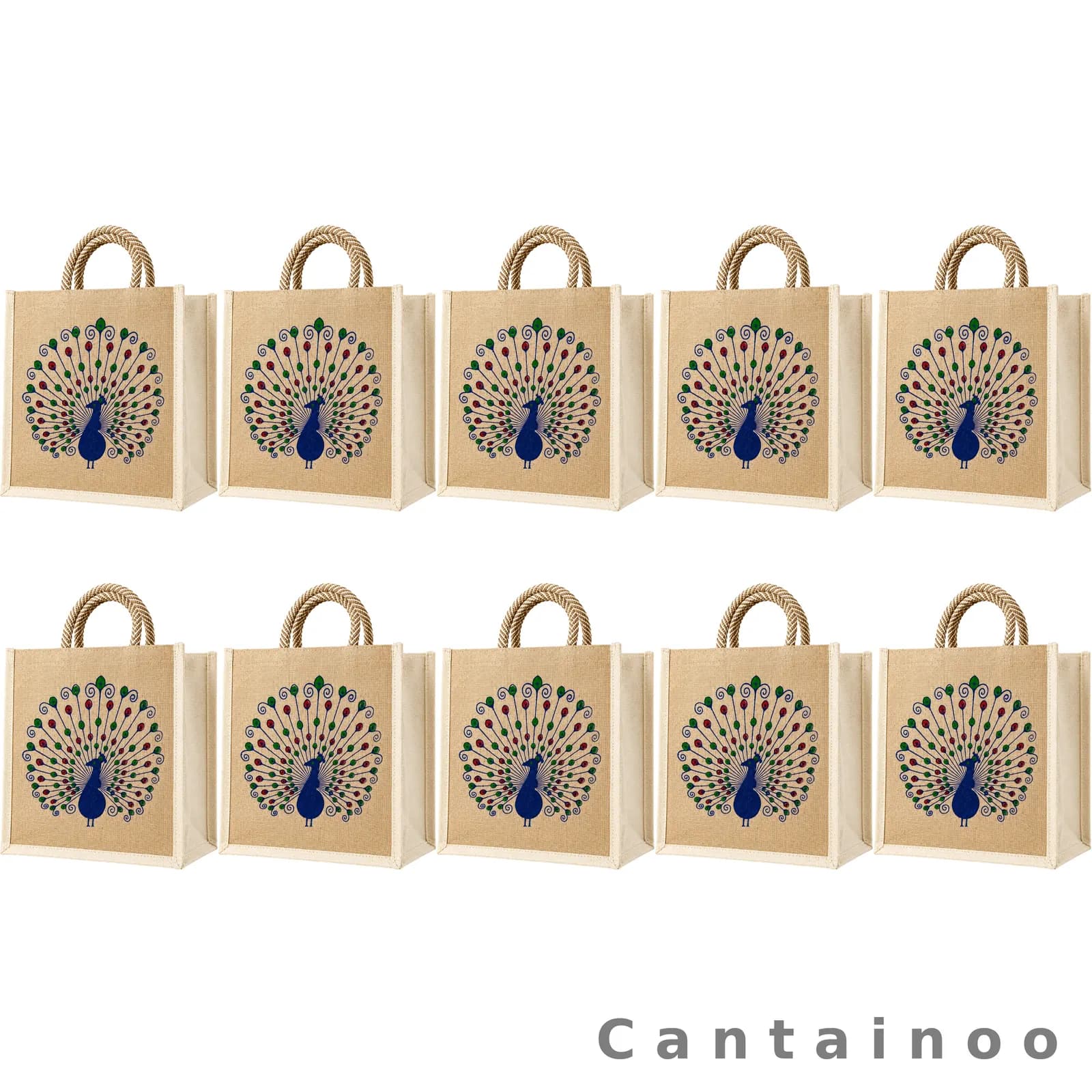 Ethnic Peacock Canvas Tote Bag — Handcrafted Designer Shopper