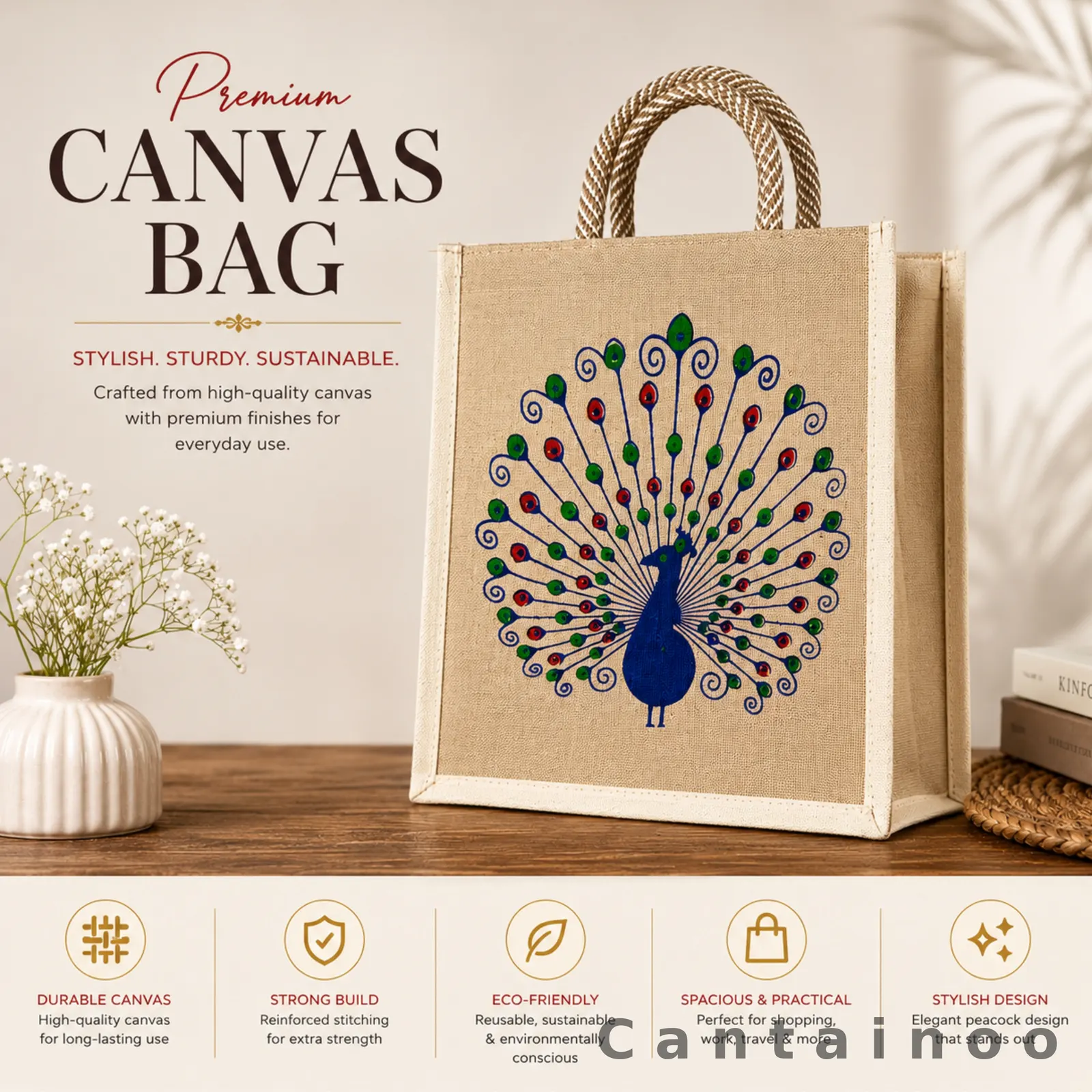 Ethnic Peacock Jute Bag — Handcrafted Designer Tote (Made to Order)