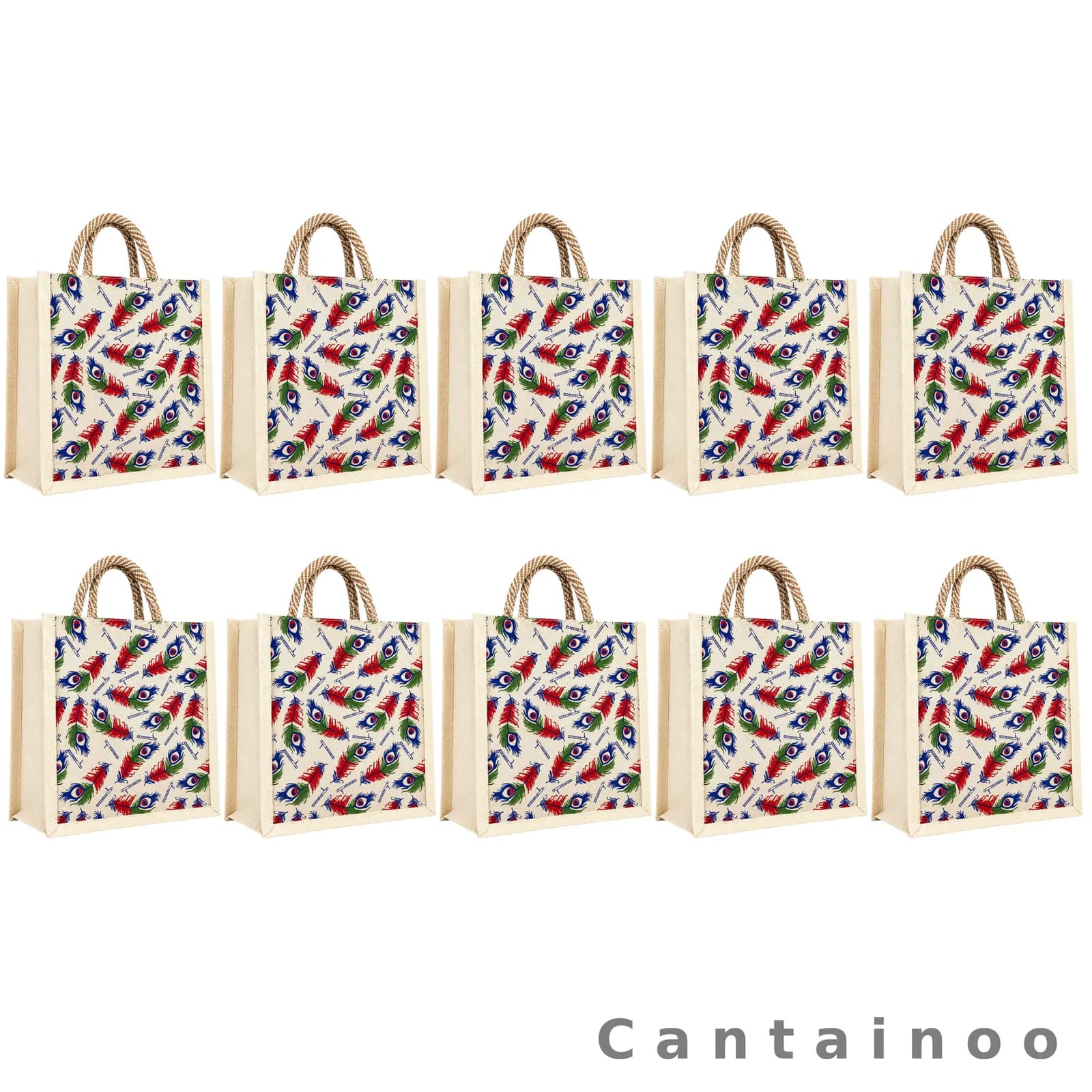 Feather Print Canvas Tote Bag — Stylish Reusable Shopping Bag