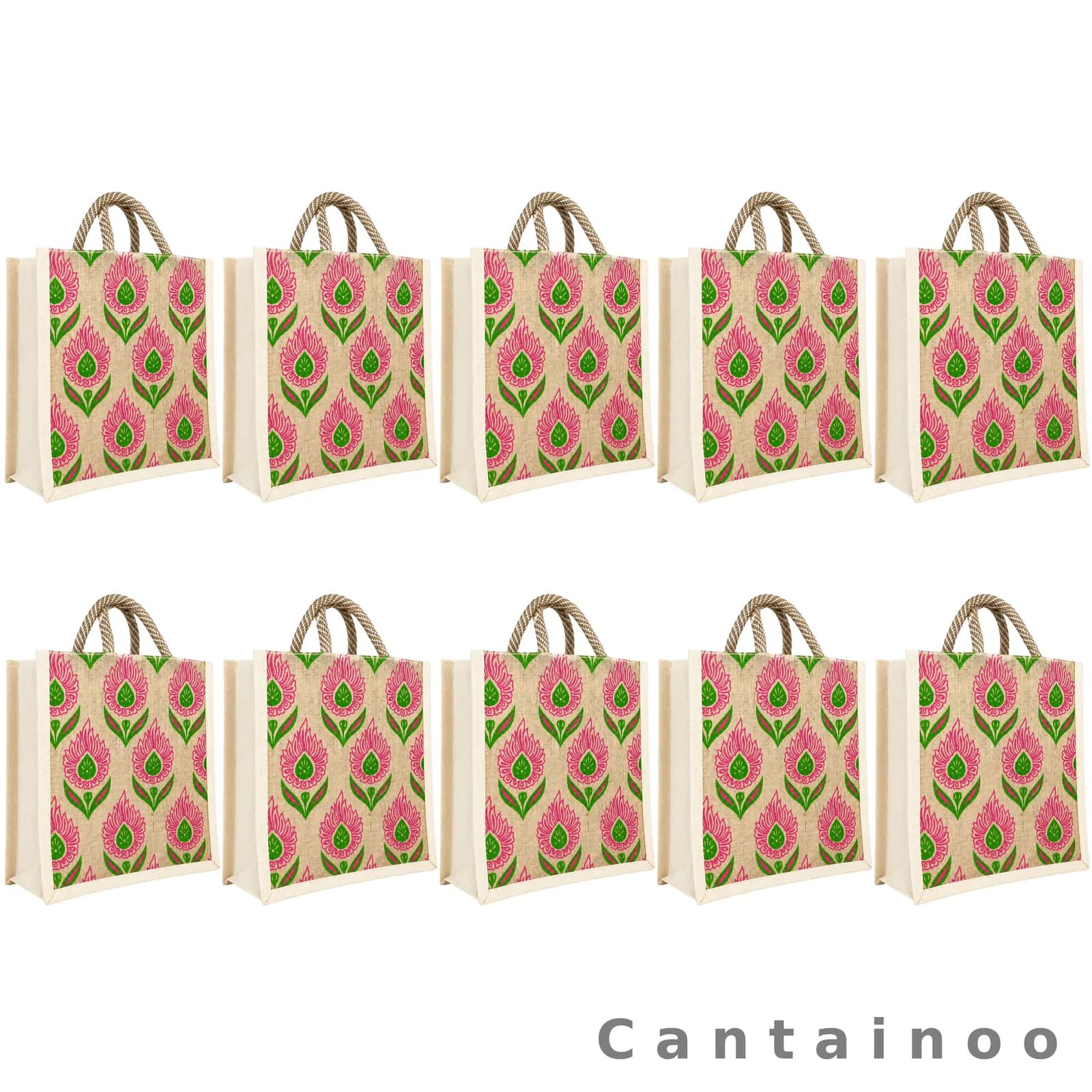 Floral Buta Canvas Tote Bag — Ethnic Reusable Shopping Bag