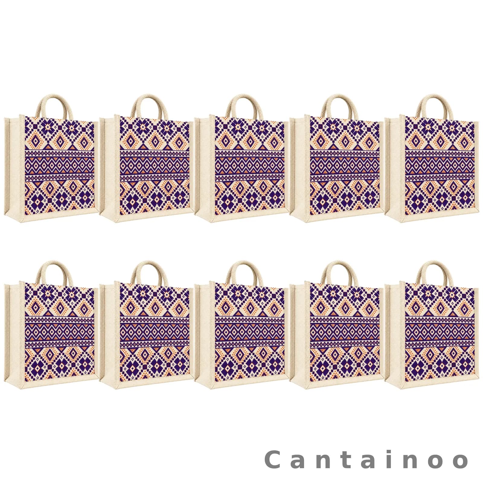 Geometric Violet Canvas Tote Bag — Modern Reusable Shopper