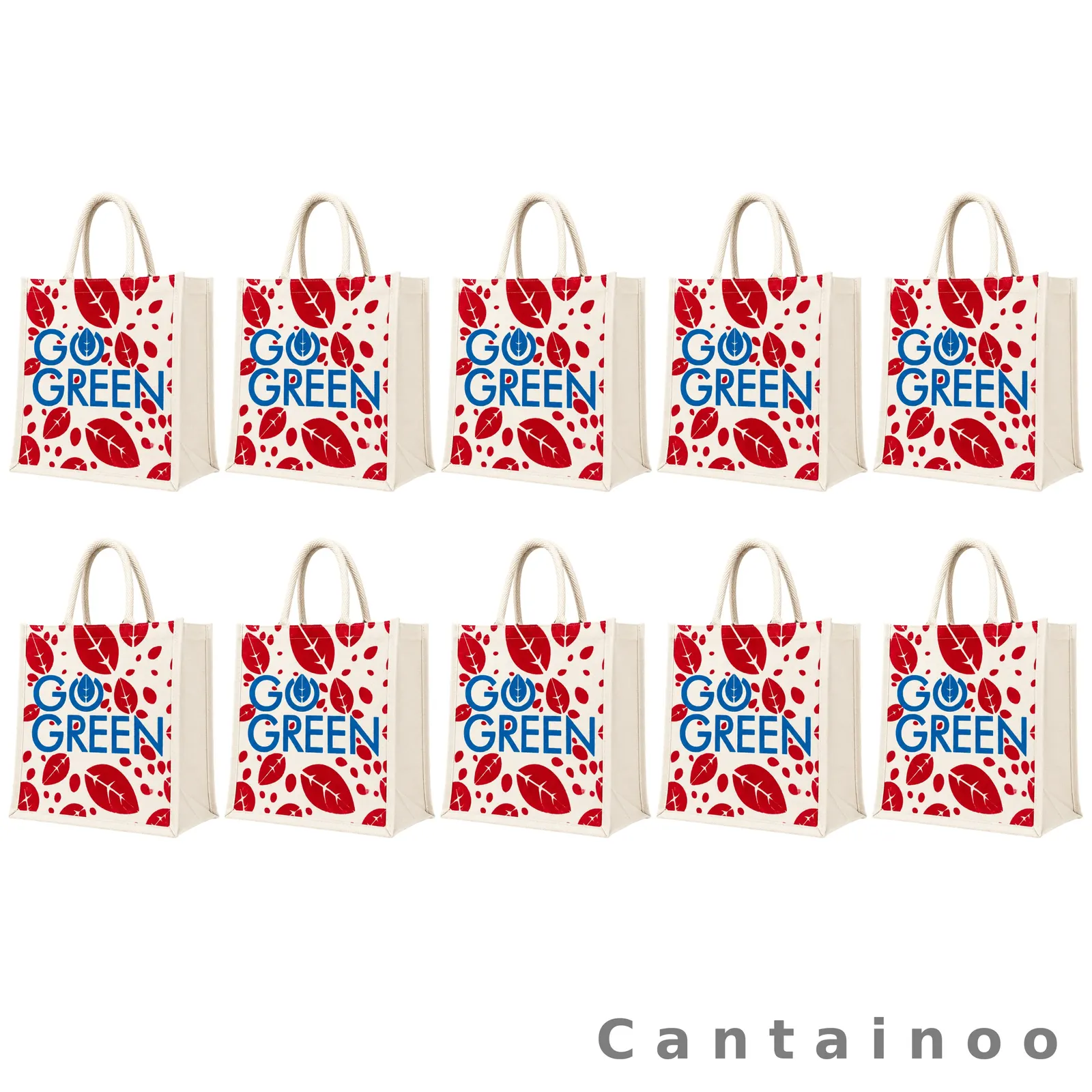 Green Vibe Canvas Zip Bag (Red) — Trendy Reusable Tote with Zip