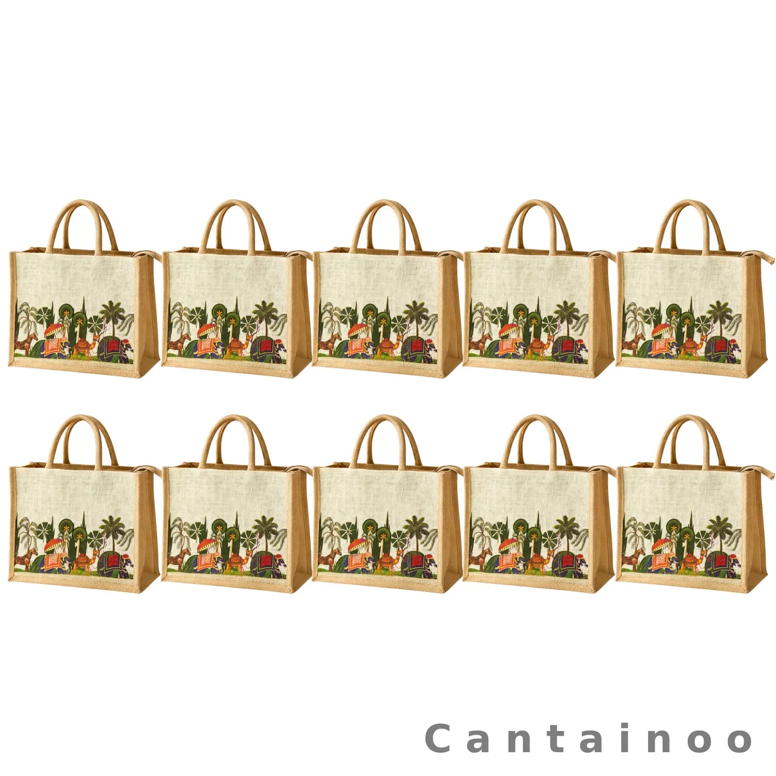 Natural Printed Jute Bag — Eco-Friendly Reusable Shopping Tote