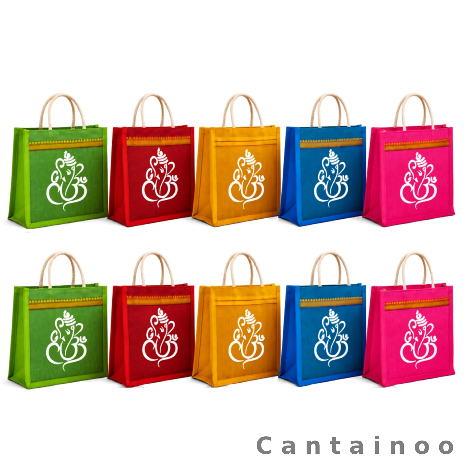 Traditional Ganesha Jute Bag — Auspicious Wedding Pooja Return Gift